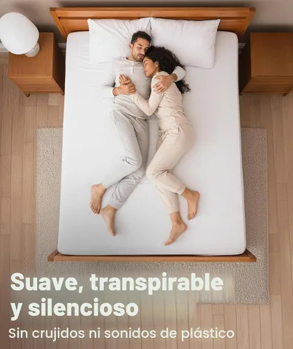 Vista 4 de Everlasting Comfort Protector de colchón prémium tamaño King, impermeable e hipoalergénico, diseño silencioso, funda lavable, bolsillo profundo