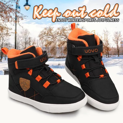 Vista 6 de UOVO Zapatos para niños resistentes al agua, botas de skate de media parte superior, botas atléticas para niños, talla 11 para niños pequeños a 6.5