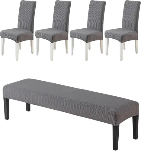 Vista 24 de CRFATOP 4 Piezas de Fundas Elásticas para Silla de Comedor con Funda para Banco Fundas Impresas para Silla de Comedor Fundas para Cojín de Asiento