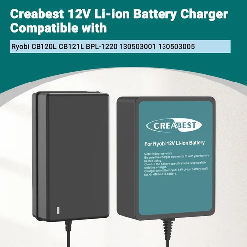 Vista 3 de Creabest Cargador de iones de litio de 12 V compatible con batería Ryobi CB120L CB121L