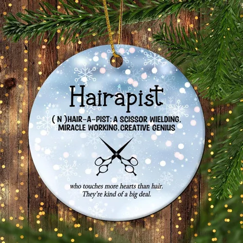 Vista 10 de Hairapist - Adornos de Navidad 2023 Definición de hairapista, decoraciones navideñas para árbol Descripción de la palabra Adornos únicos colgantes