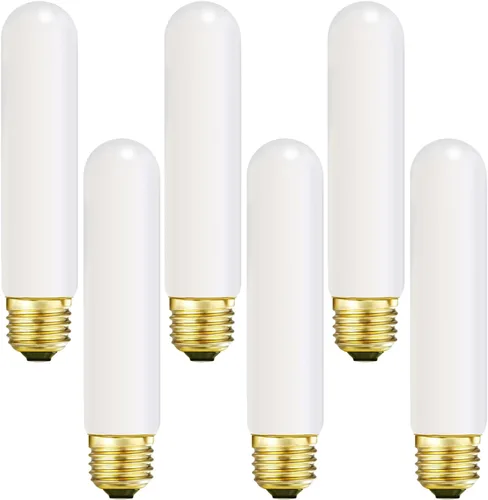 Vista 13 de Leools Bombilla LED esmerilada T10, bombilla LED tubular regulable E26, 8 W igual a 60 W, 3000 K, blanco suave, CRI90+, 600 lm, base E26