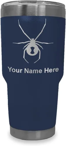 Vista 31 de LaserGram Vaso aislado al vacío de 20 onzas, araña viuda negra, grabado personalizado incluido (negro)