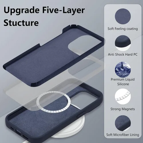 Vista 128 de Funda magnética de silicona para iPhone 13 Pro, color blanco antiguo [Compatible con Magsafe] [Forro de microfibra suave antiarañazos], funda
