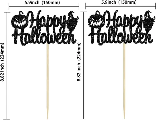 Vista 2 de Gyufise 24 adornos para cupcakes de Halloween con calabaza, fantasma, purpurina negra, decoraciones para cupcakes para niños, decoración de fiesta