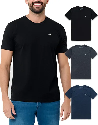 Vista 44 de Camisetas casuales de algodón suave con cuello redondo y ajuste atlético