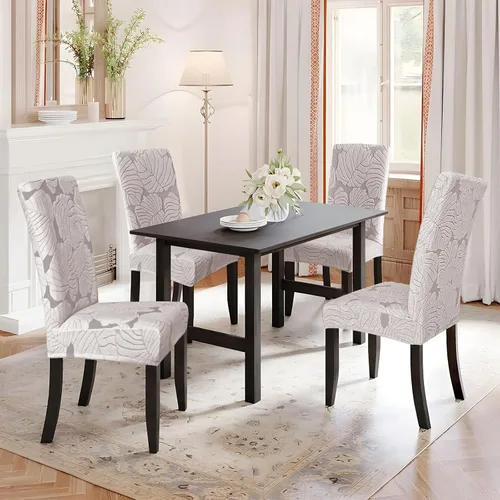 Vista 2 de Juego de 4 fundas elásticas para sillas de comedor, de elastano, protectores extraíbles y lavables para sillas de cocina, fundas ajustables