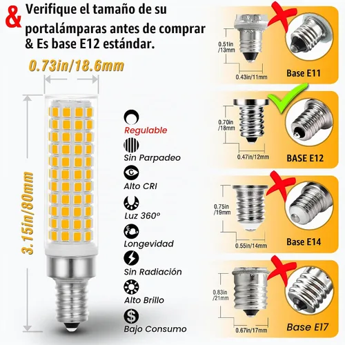 Vista 6 de ALIDE - Bombillas LED E12 de 100 W, equivalentes a 100 W, C7,2700 K cálidas