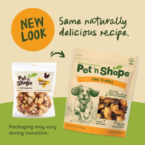 Vista 3 de Pet 'n Shape Chik 'n Apple Jerky - Golosinas para perros envueltas naturales – 16 onzas