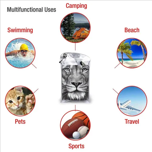 Vista 5 de Toalla de playa de microfibra, toallas de baño grandes de tamaño King Lion con bandera irlandesa para mujeres y hombres, toallas de baño de secado