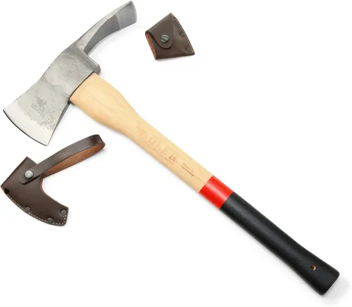 Vista 17 de Adler Hacha de explorador – Hacha de campamento forjada alemana con funda de cuero, bushcraft compacto y hacha de senderismo, cabeza de acero al