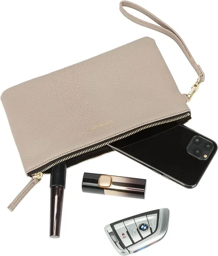 Vista 5 de DORIS&JACKY Bolso de mano pequeño de cuero para mujer, delgado, delgado, de piel de cabra, para teléfono celular, con correa