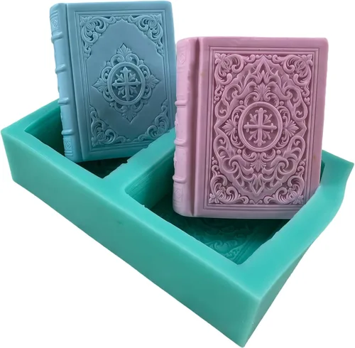 Vista 15 de Molde de jabón de silicona de dos libros, moldes de cera de vela hechos a mano, molde de silicona para pastel de mousse de chocolate, gelatina