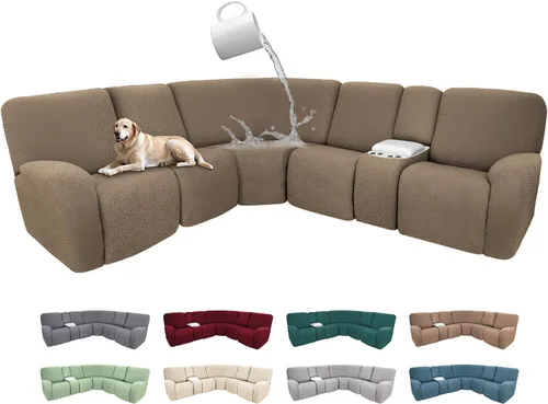Vista 107 de Fundas de sofá reclinable seccional 100% impermeables para sofá reclinable en forma de L, funda de sofá modular de esquina en forma de L, fundas