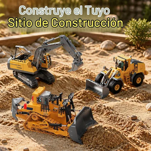 Vista 6 de YESHIN Bulldozer a control remoto, tractor de metal de 9 canales con luces y sonido, juguete de vehículo de construcción de 2.4 GHz, recargable