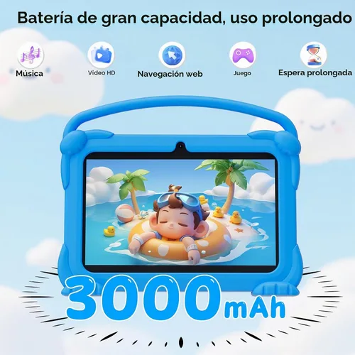 Vista 3 de YQSAVIOR Tabletas para niños, Tablet Android 12 para niños, 4 GB RAM 32 GB ROM, Tablet para niños pequeños de 7 pulgadas con pantalla IPS, control