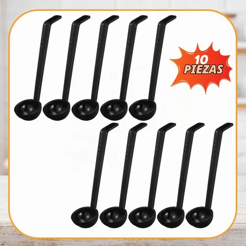 Vista 2 de Tioncy 10 cucharones pequeños de 1 onza de 7.1 pulgadas para servir salsa, sopa, aderezo, ponche, salsa, cóctel, jugos de frutas, cuchara