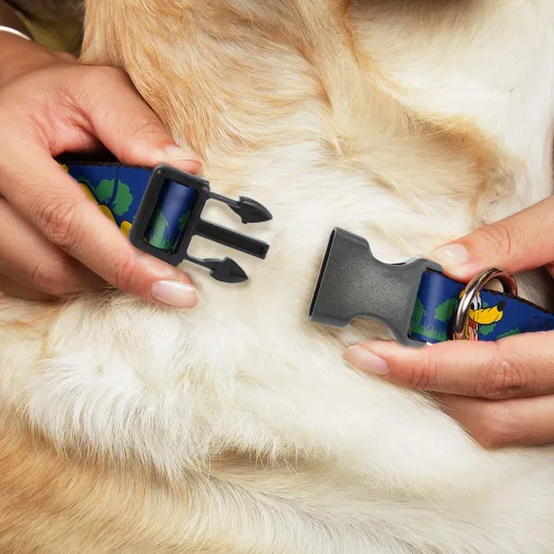 Vista 2 de Buckle-Down Collar de perro Martingale Pluto 4 posturas paisaje azul verde 11 a 17 pulgadas, 1.0 pulgadas de ancho