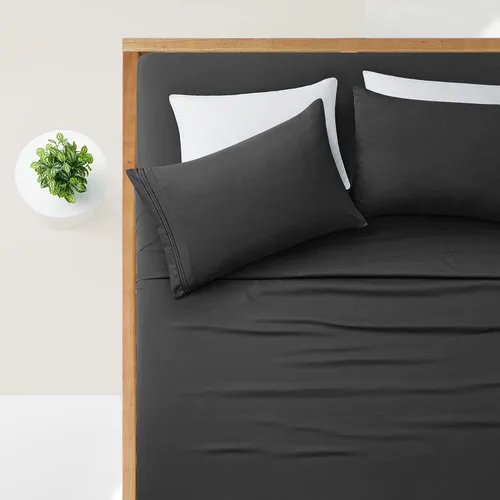 Vista 109 de Manyshofu Juego de sábanas de tamaño individual con bolsillos extra profundos, sábanas y fundas de almohada de 1800 hilos de lujo para hotel, juego