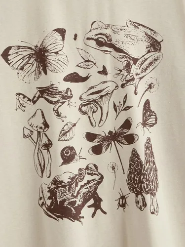 Vista 3 de SOLY HUX Camiseta de manga corta con estampado de letras gráficas para mujer, Seta Beige