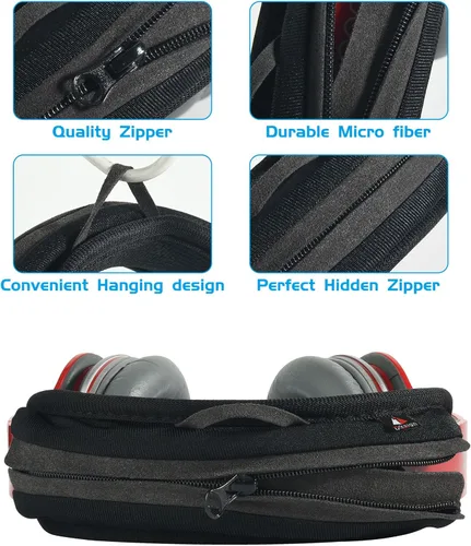 Vista 5 de Protector universal de repuesto para cojín de diadema compatible con auriculares ATH M50X, QC 35i/35ii, QC25, Solo 2/Solo 3, Studio 2/3 (negro)
