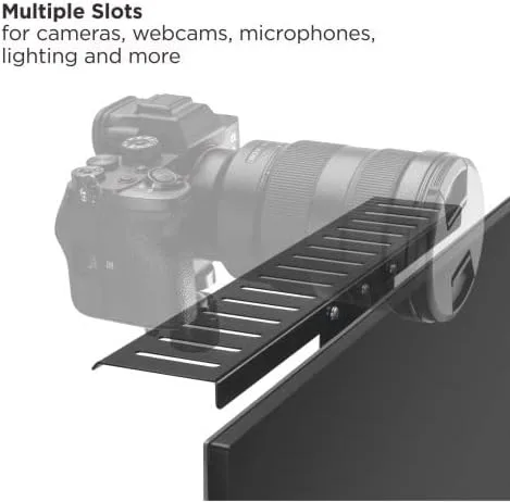 Vista 6 de Mount Plus MDS12-2 - Estante de monitor compatible con VESA todo en uno para organizador de dispositivos, perfecto para reuniones en línea