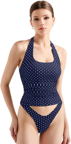 Vista 13 de SUUKSESS Camisetas sin Mangas para Mujer con Cuello Halter Forro Doble Sin Espalda Y2K Modernas para Salir Aguamarina