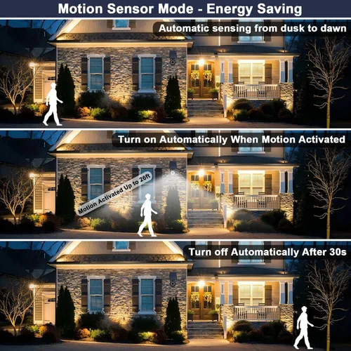 Vista 3 de Luces solares con sensor de movimiento al aire libre 2000LM, luces de seguridad de inundación IP67, luces puntuales impermeables para patio, garaje