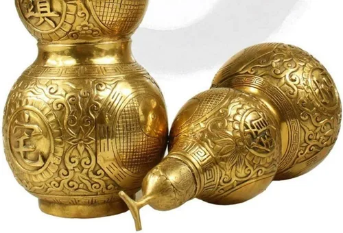 Vista 4 de ZHONGJIUYUAN 1 pieza de calabaza de la buena suerte de latón Feng Shui (Wu Lou/Hu Lu), encanto chino de la prosperidad regalo de decoración
