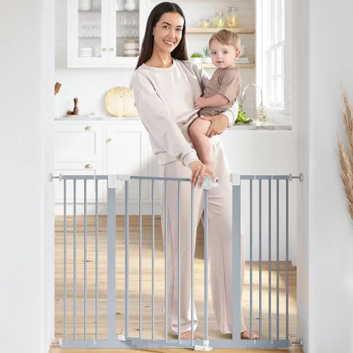Vista 10 de Comfy Cubs Puerta de seguridad para bebés con 3 extensiones – Barrera ajustable de acero Q195 para puertas de 42" x 1.9" x 30" – Acabado