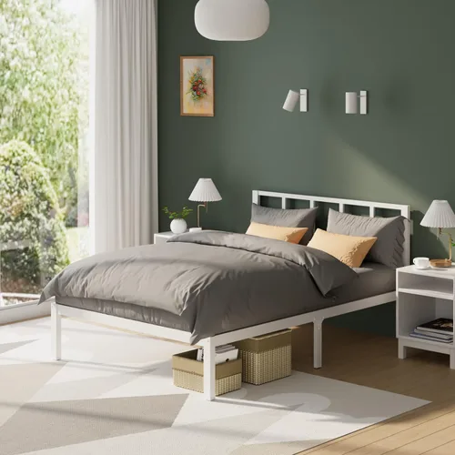 Vista 16 de Base de cama de bambú de tamaño individual con plataforma de madera, estructura sólida y estable con listones antideslizantes, cama alta,