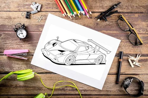 Vista 5 de Dream Cars Coloring Book A Collection of 40+ Cool Sports Cars, Supercars, and Classic Cars Relaxation Coloring Pages for Kids, Adults, Boys, and
