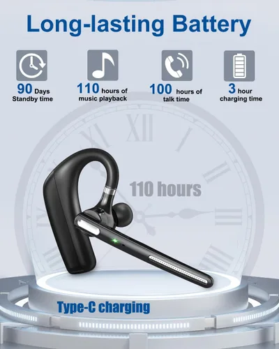 Vista 2 de [Usado] Kendir Auriculares Bluetooth V5.4, Auriculares inalámbricos Bluetooth con CVC8.0 Micrófono dual Cancelación de ruido 110 horas de tiempo