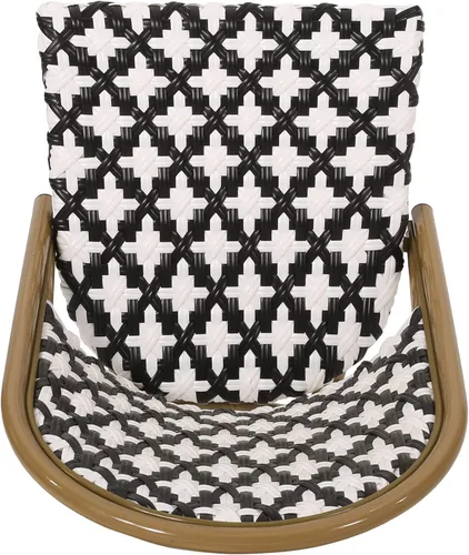 Vista 10 de Christopher Knight Home Anastasia - Silla francesa para exteriores (juego de 2), color negro + blanco + acabado de bambú