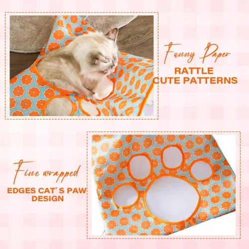 Vista 5 de AIIONP Bolsa de túnel para gatos, tubos interactivos para gatos para mascotas, sonido de arena, bola de felpa, ideal para razas medianas y pequeñas