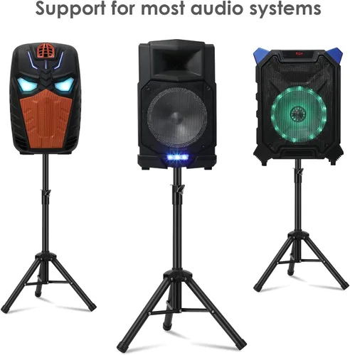 Vista 6 de Soporte para altavoz de PA y DJ resistente, altura ajustable de 30 a 44 pulgadas, de acero, bolsa de transporte