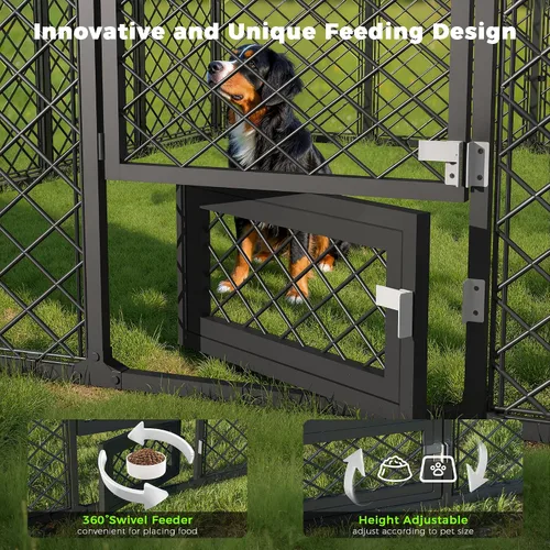 Vista 2 de Perrera resistente para perros de 10 x 14 x 6.4 pies, con doble cerraduras seguras y cubierta de techo impermeable y resistente a los rayos UV
