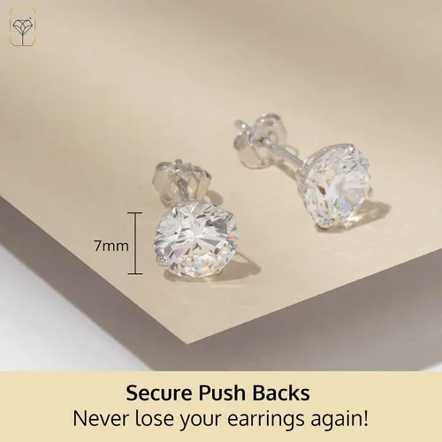 Vista 5 de Aretes solitarios redondos de circonita cúbica de oro de 14 quilates para mujeres y hombres Aretes de tuerca de circonita cúbica antideslustre