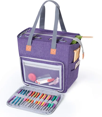 Vista 10 de LUXJA - Bolsa de almacenamiento para hilo de tejer, color gris