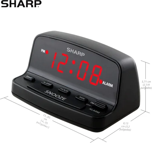 Vista 5 de Sharp Reloj despertador digital con controles de teclado, repetición grande