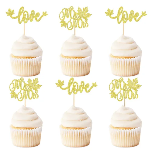 Vista 9 de Ercadio Paquete de 30 adornos para cupcakes de hojas de arce de otoño con purpurina de oro rosa y hojas de arce para decoración de otoño, cosecha