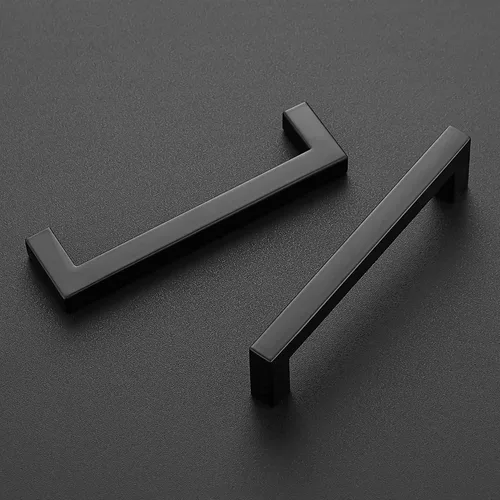 Vista 2 de Ravinte Tiradores negros cuadrados de gabinete de cocina de 5 pulgadas, accesorios modernos para armarios de cocina, armario, paquete de 1