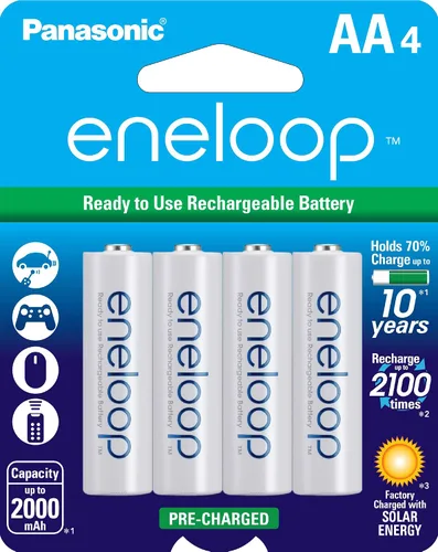 Vista 3 de Panasonic Eneloop - Cargador de batería con 4 baterías recargables NiMH AA Eneloop y 4 baterías NiMh AA 1.2V recargables