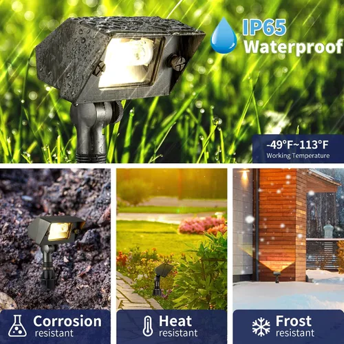 Vista 4 de Gardenreet Luz de Inundación de Latón Sólido - Iluminación de Lavado de Pared LED de Bajo Voltaje para Paisaje 12V, Impermeable IP65 para Exterior