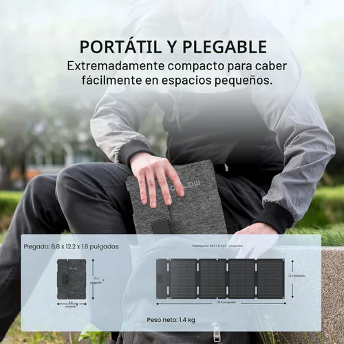 Vista 3 de EF ECOFLOW Panel solar portátil de 45 W con Type-C, 25% de eficiencia de conversión, célula solar tipo N para estaciones de energía, IP68