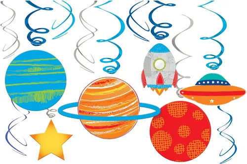 Vista 5 de Blast Off - Platos en forma de cohete de cumpleaños, 7 pulgadas (paquete de 8): platos de fiesta con temática única, llamativos, perfectos
