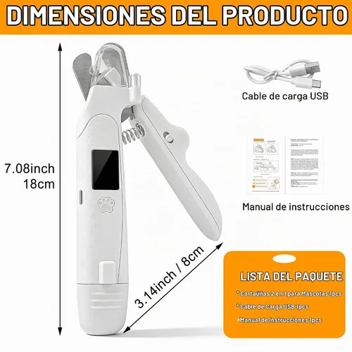 Vista 7 de Cortaúñas y amoladora para perros con luz LED
