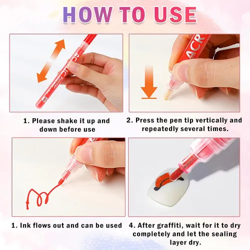Vista 6 de IONSGAKO Juego de bolígrafos de arte de uñas de 12 colores, bolígrafos de esmalte de uñas, bolígrafo de dibujo de arte de uñas, secado rápido