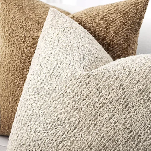 Vista 4 de Fundas de cojín decorativas de bouclé para sofá, juego de 2, 16 x 16 pulgadas, beige