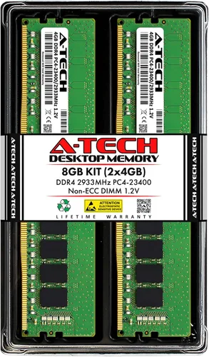 Vista 16 de A-Tech 4GB DDR4 2933MHz PC4-23400 (PC4-2933Y) CL21 UDIMM 1.2V Non-ECC DIMM 288-Pin Módulo de actualización de memoria RAM para computadora